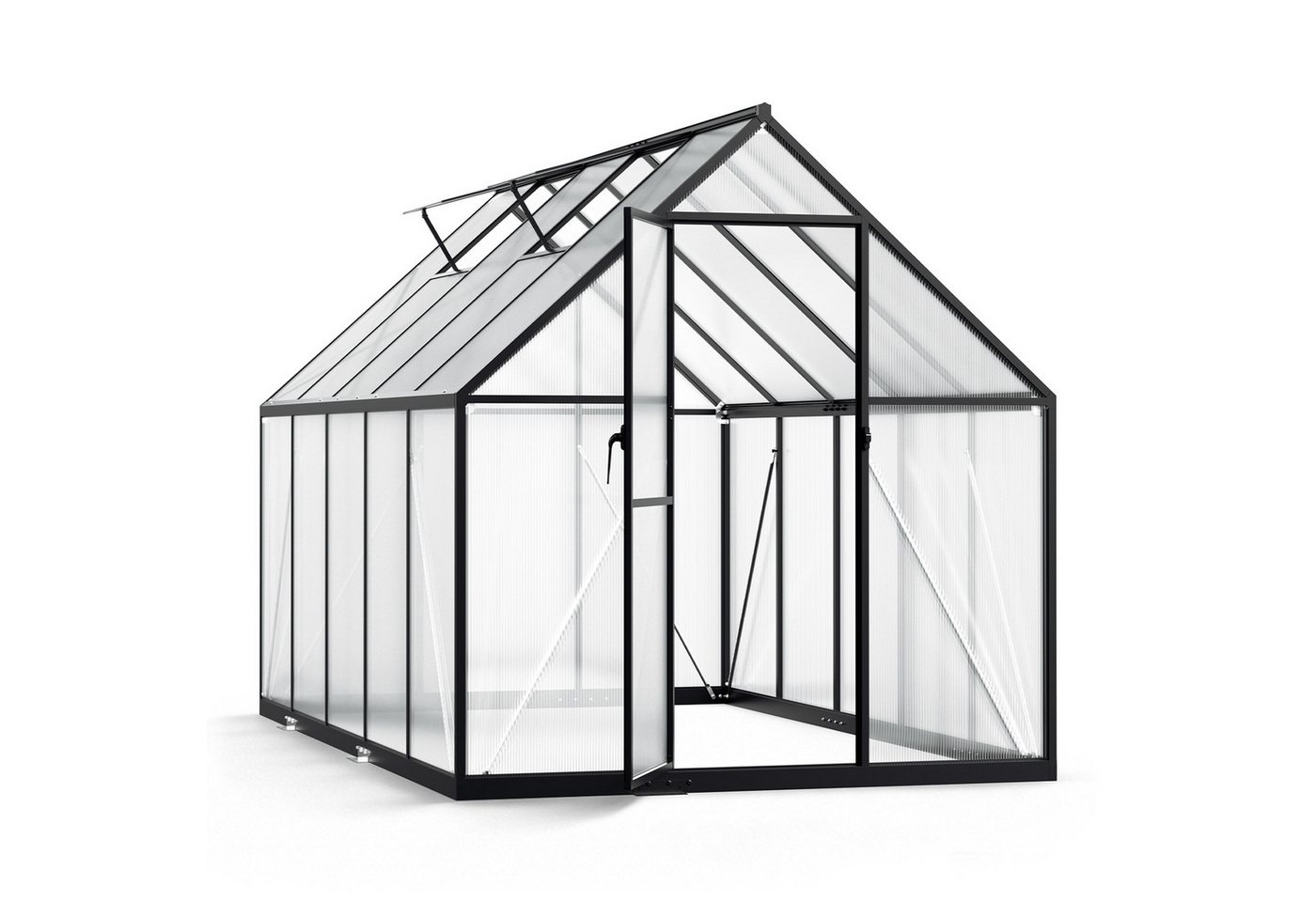 Clanmacy Gewächshaus Aluminium-Gewächshaus 280 × 170 × 195 cm, Schwarz Bild 4