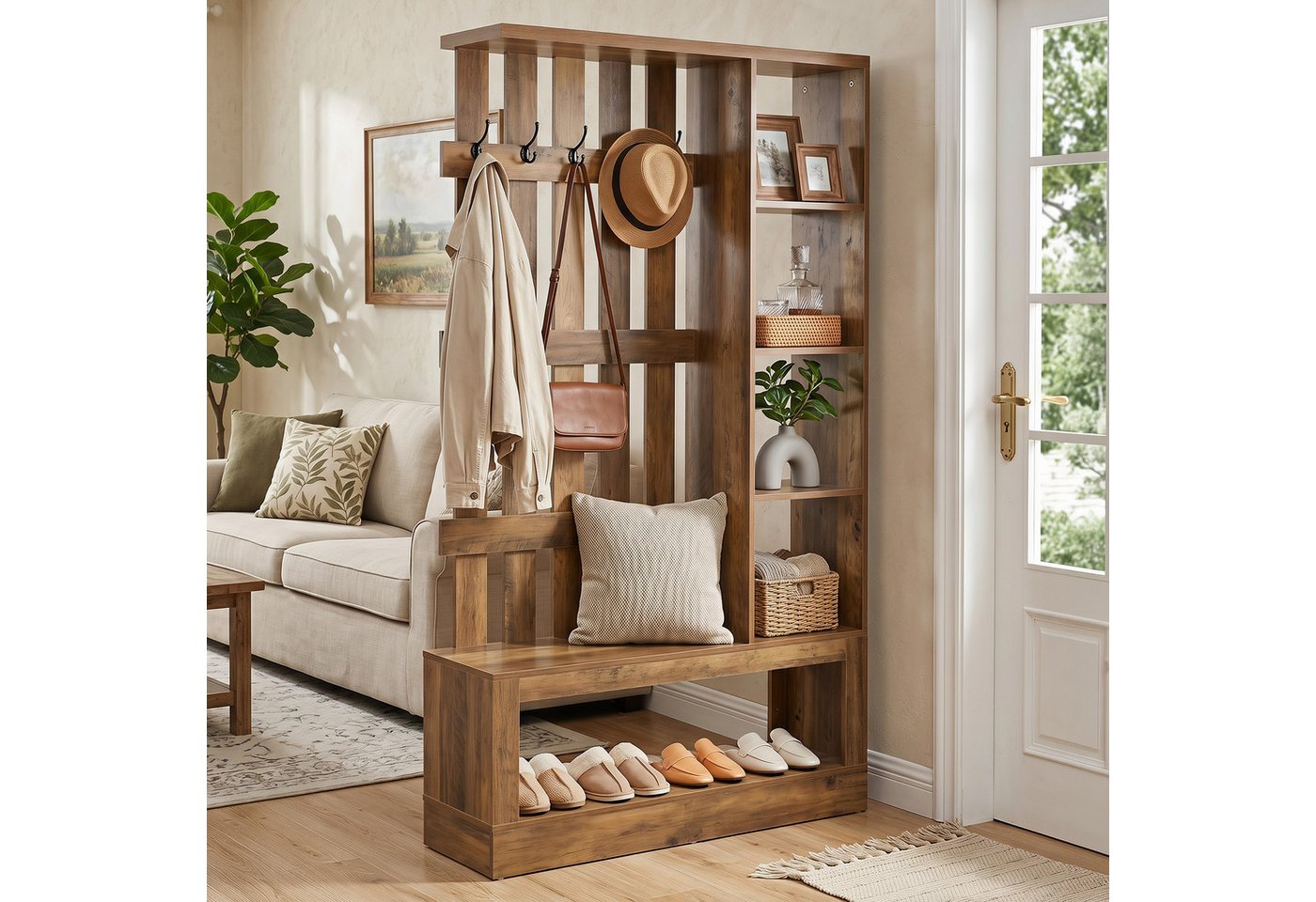 Tribesigns Bücherregal 180cm freistehender Raumteiler, Standregal aus Holz, Holztrennwand Bild 2