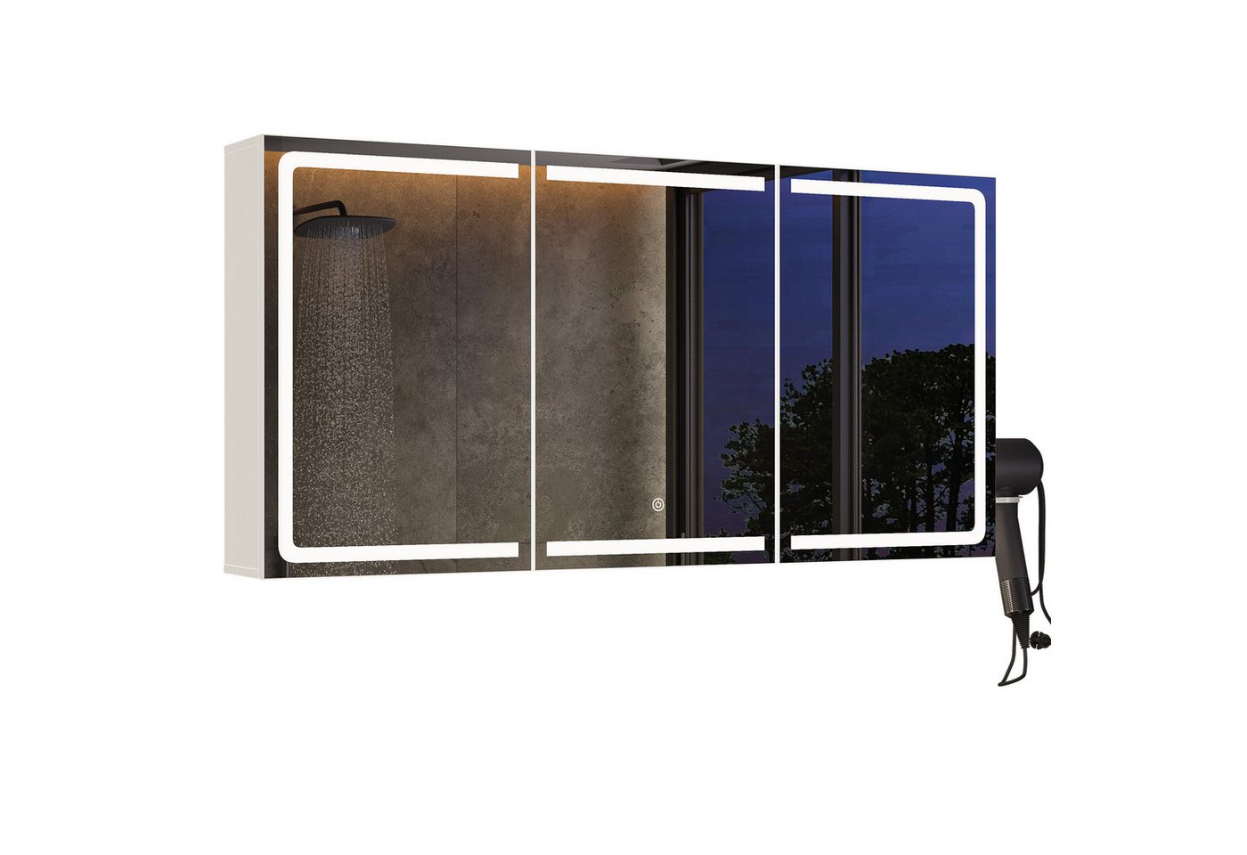 Bealife Spiegelschrank Badezimmerschrank mit LED-Beleuchtung, B:80/100/120CM Bild 4