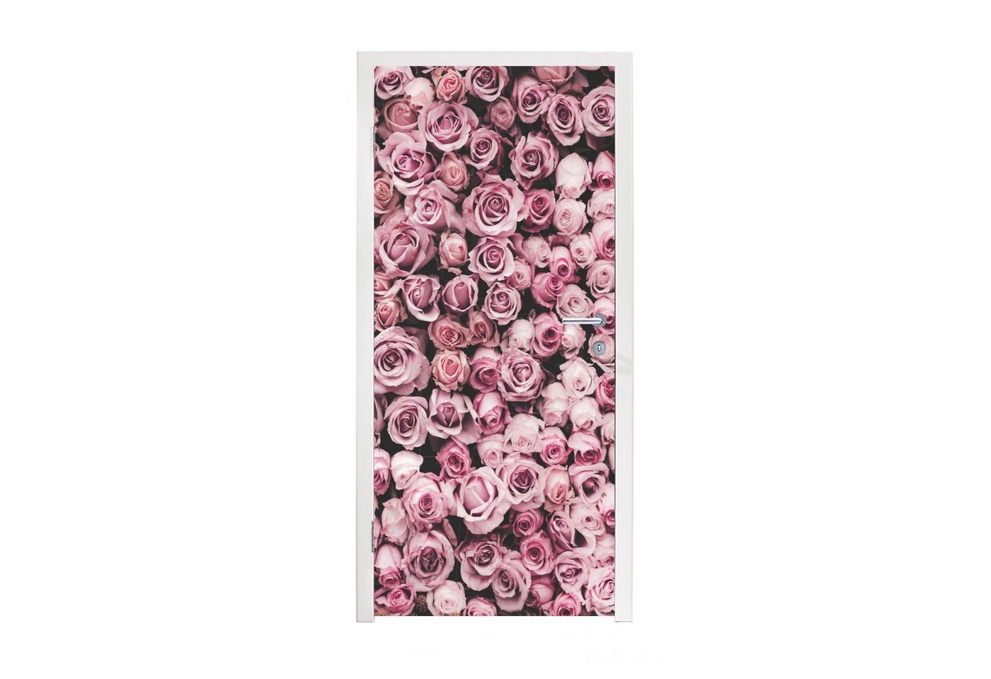 MuchoWow Türtapete Blumen - Rosen - Natur - Rosa - Botanisch, Matt, bedruckt, (1 St), Selbstklebende Tapete, Folie für Möbel, 75x205 cm Bild 3