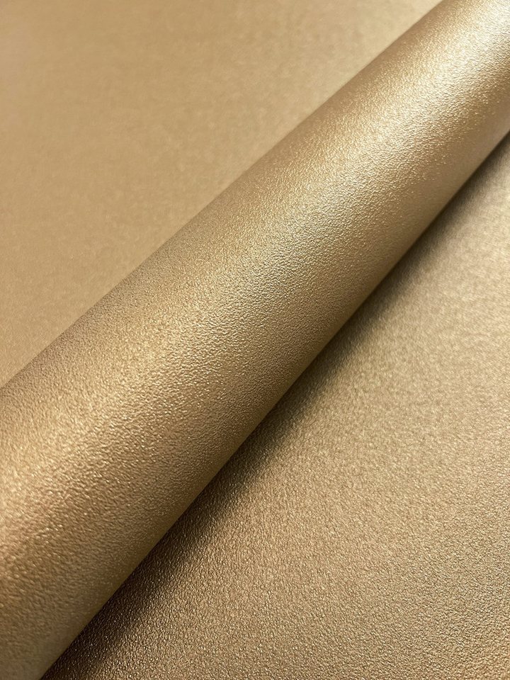 Newroom Vliestapete Aureo Tapete Unitapete Glamour, Gold Tapete Glamour Glänzend - Glanztapete Goldtapete Uni Modern Metallic Struktur für Wohnzimmer Schlafzimmer Küche, Einfarbig Bild 2