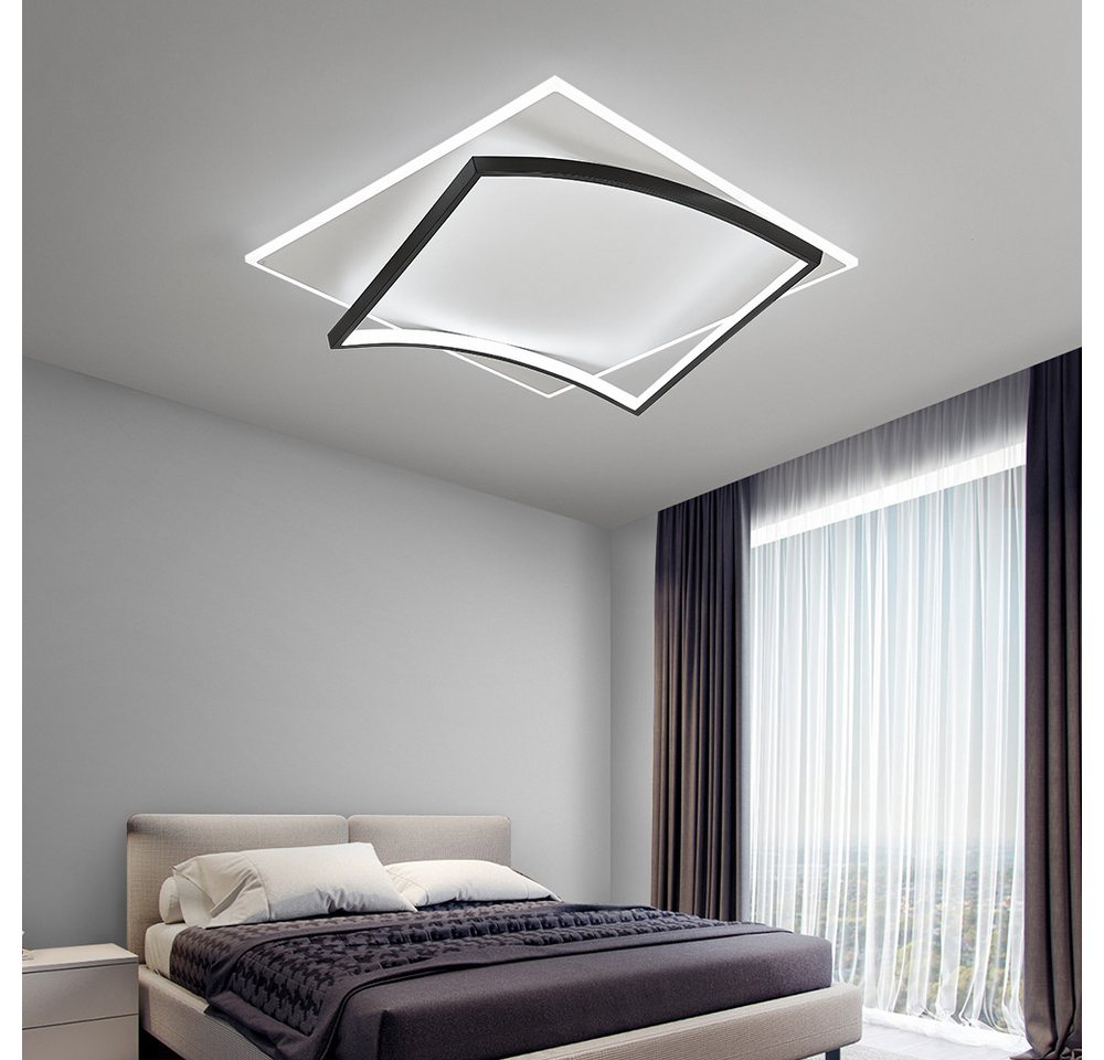 Eurohandisplay LED Deckenleuchte schwarz weiße LED Deckenleuchte Fernbedienung Helligkeit einstellbar, LED fest integriert, Warm bis Kaltweiß, Lichtfarbe- und Helligkeit einstellbar