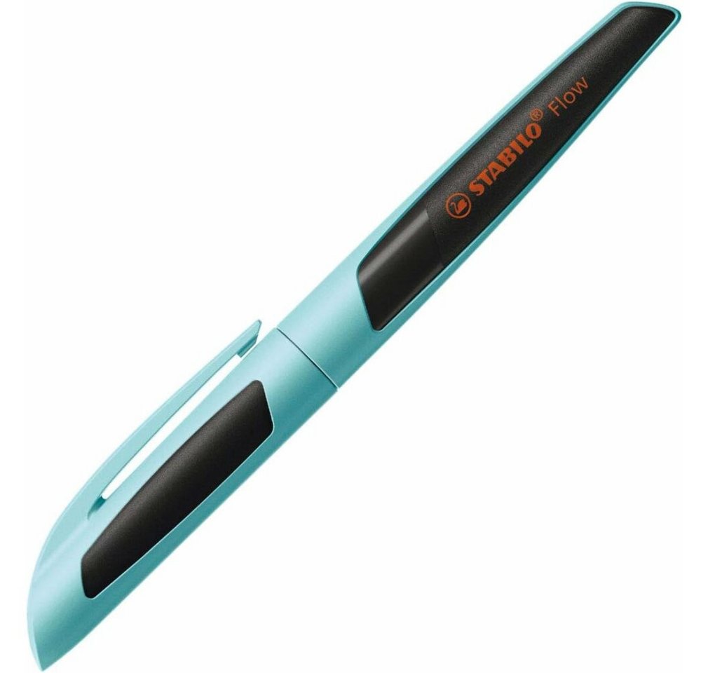 STABILO Füllfederhalter Füller Flow Sporty FederM hellblau-schwarz Soft-Griffzone