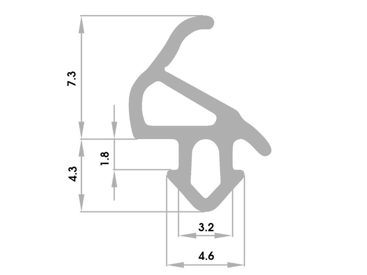 DQ-PP Türdichtband DQ-PP Fensterdichtung, Grau, 10 Meter, PVC Fenster, Gummidichtug, ALUPLAST: S-1559, S-1560