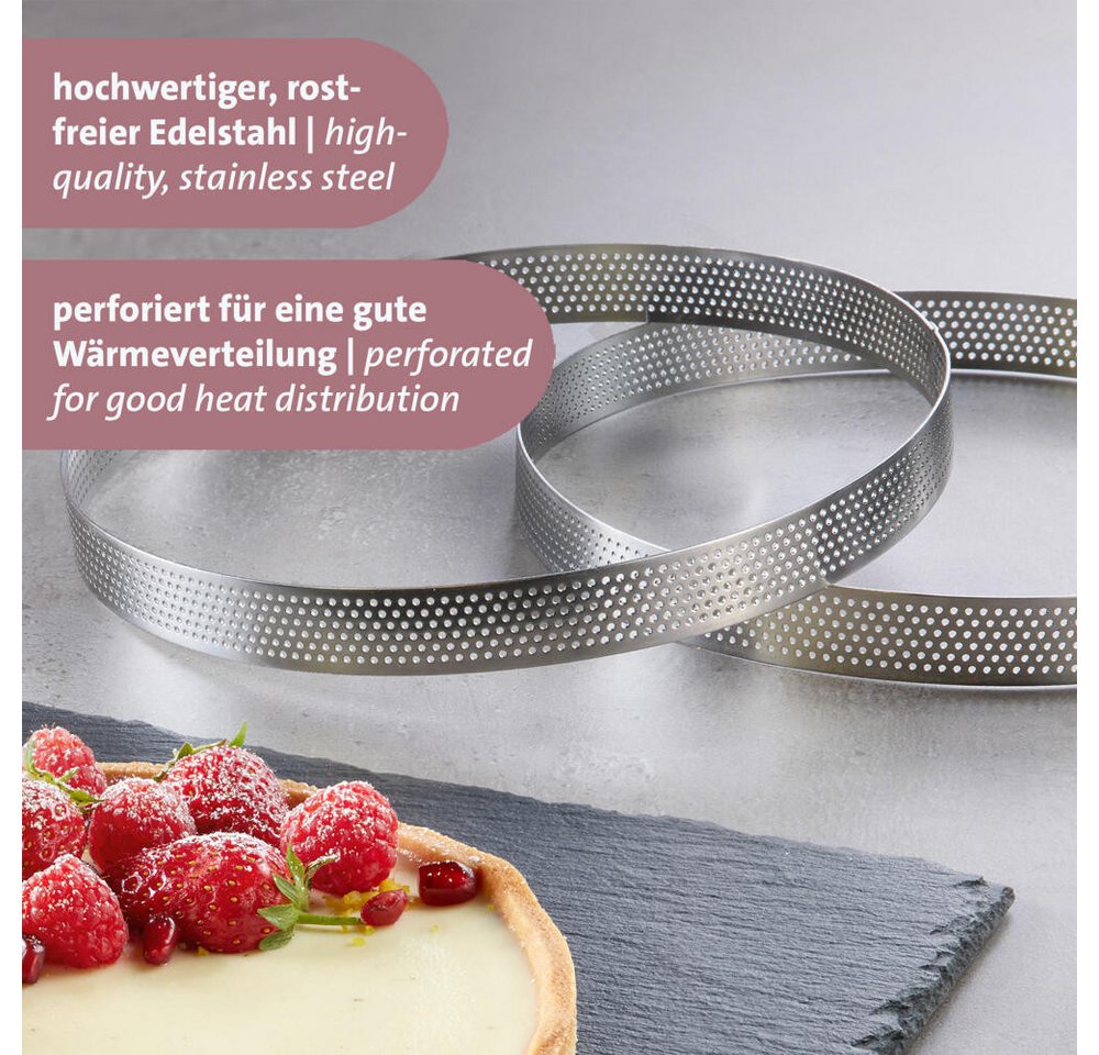 WESTMARK Tarteform Tarte-Rahmen – Perfekte Tarte- und Quicheformen, Ø 20 cm, gleichmäßige Wärmeverteilung, rostfreier Edelstahl, ofenfest
