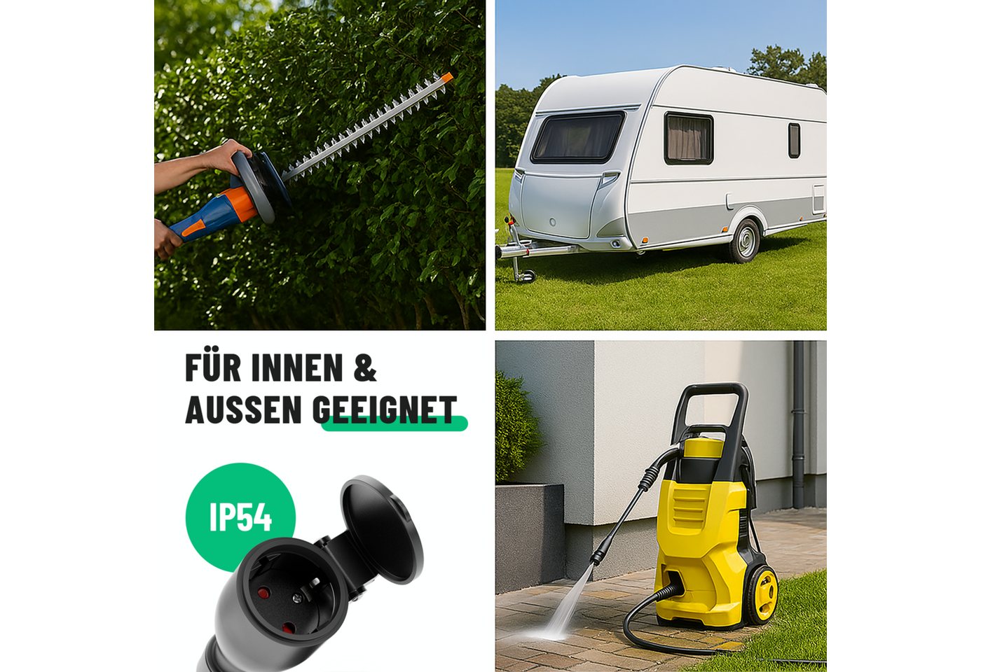 greate. Steckdose Schuko Kupplung 230V Aussenbereich IP54 Schukosteckdose Schukokupplung, 1-St.