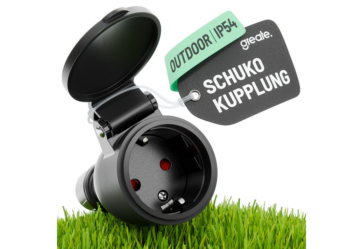 greate. Steckdose Schuko Kupplung 230V Aussenbereich IP54 Schukosteckdose Schukokupplung, 1-St. Bild 5