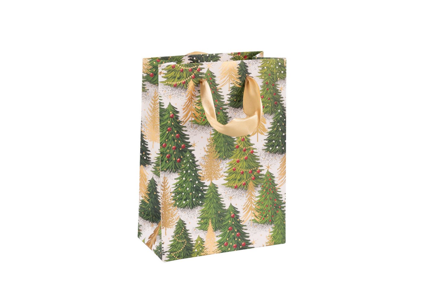 Idena Geschenkpapier Idena Bundle Geschenktaschen Tanne grün/gold 16x11,5x6cm 10 Stück