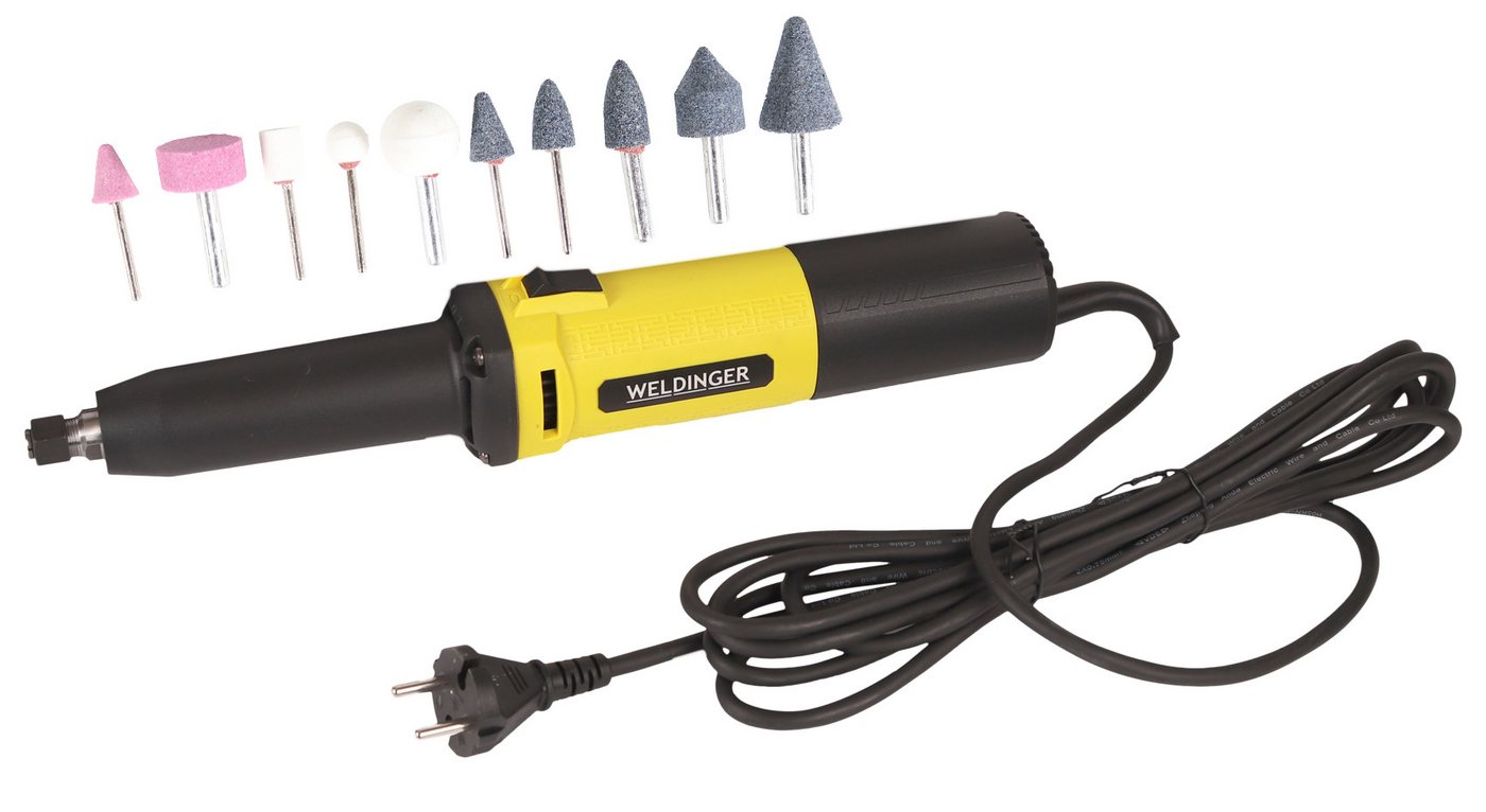 WELDINGER Geradschleifer Geradschleifer GS 650el 650 W Aufnahme 3/6/8 mm 10er-Set Schleifstifte, max. 28000 U/min, (18 tlg), Konstant-Elektronik, Sanftansauf Bild 4