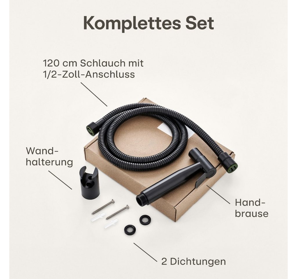 Praknu Bidetarmatur Bidet Set mit Handbrause, Schlauch & Halter Edelstahl Rostfrei (Set, 6-St., Brause mit Brauseschlauch, Halterung, 2 Dichtungen und Montagematerial) Handbrause, Schlauch, Halter rostfreier Edelstahl - inkl. 2 Dichtungen Bild 3