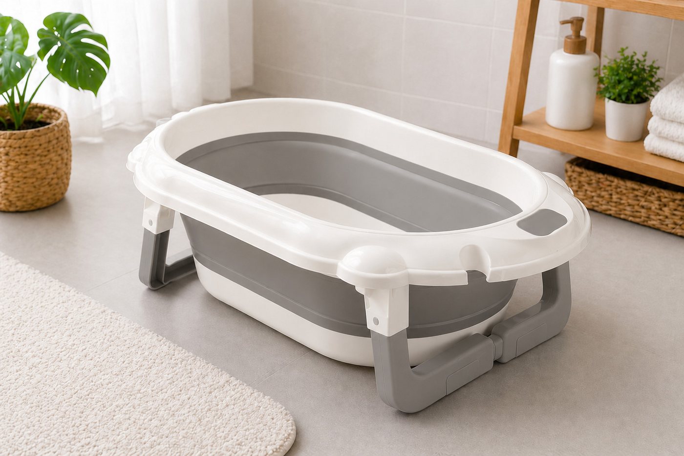 Boncuks Home Babybadewanne Faltbare Baby Badewanne mit Ablauf, rutschfest & platzsparend Bild 4