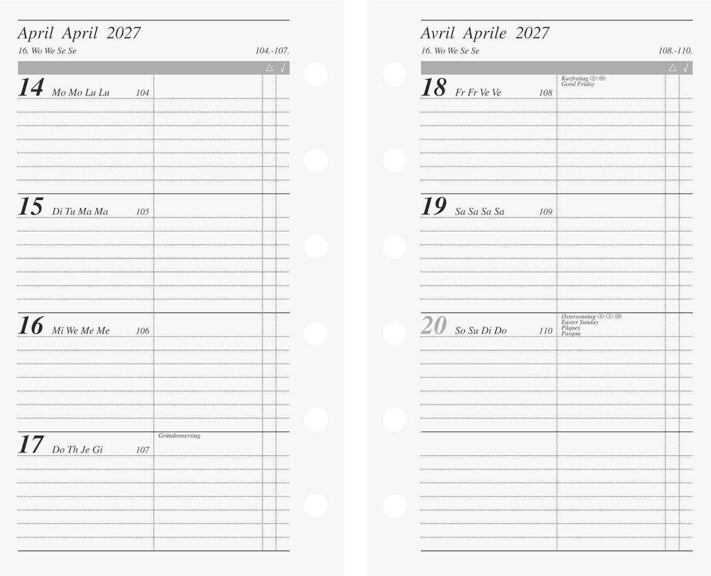 RIDO Buchkalender rido/idé Wochenkalendarium Timeplaner fun 2027, A7
