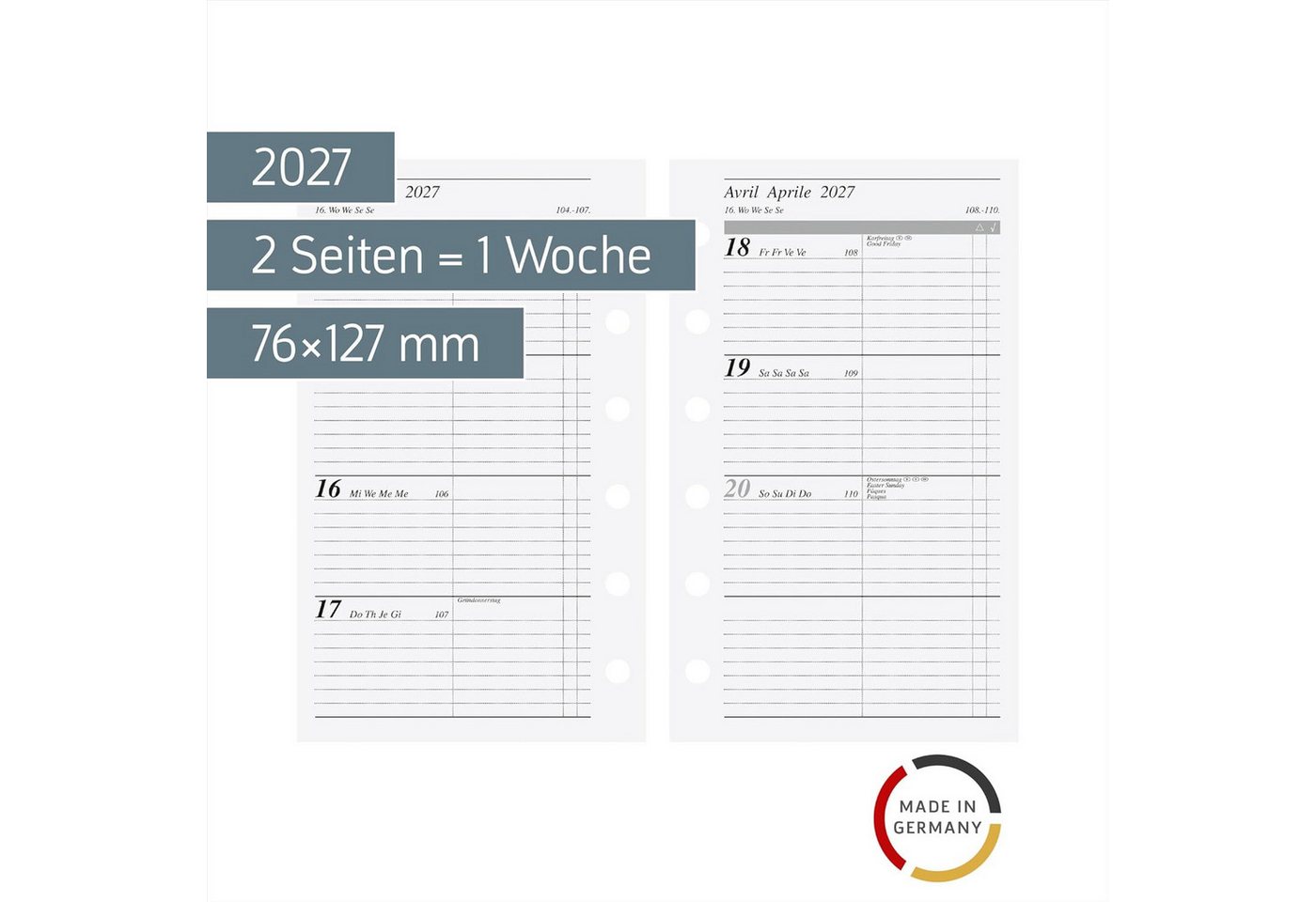 RIDO Buchkalender rido/idé Wochenkalendarium Timeplaner fun 2027, A7 Bild 2