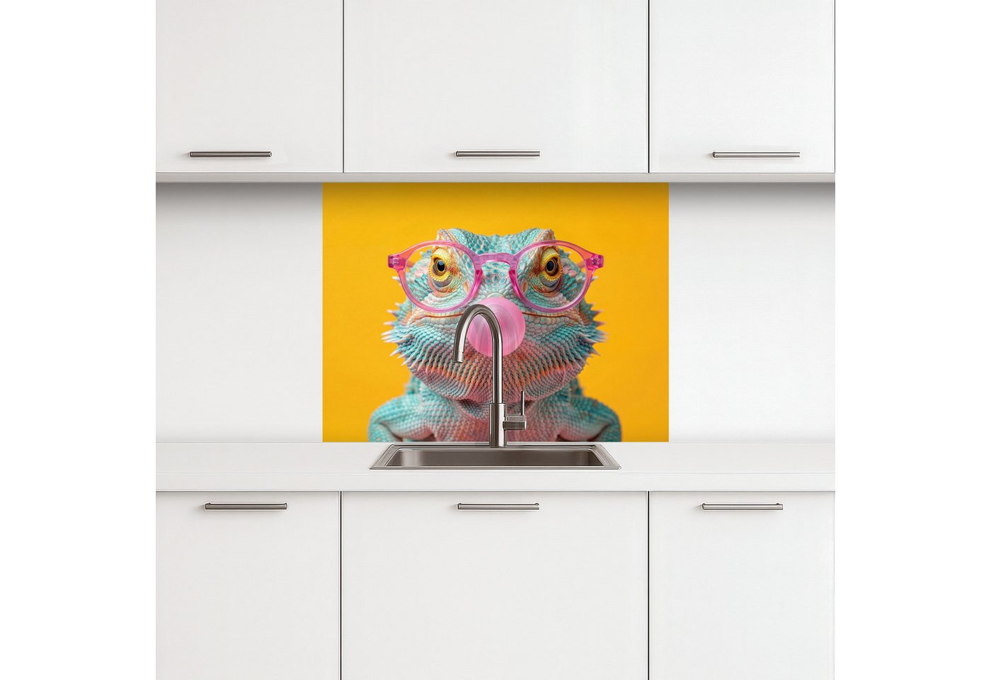 KitchenYeah Küchenrückwand selbstklebend (keine Folie) Chamäleon - Kaugummi - Farbenfroh, (1-tlg), Spritzschutz, Küche, Rückwand, Küchenwand, Küchenfront, 80x60 cm Bild 3