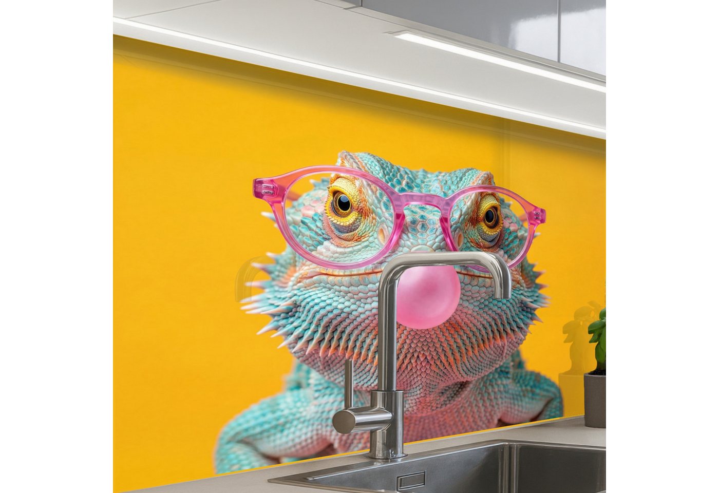 KitchenYeah Küchenrückwand selbstklebend (keine Folie) Chamäleon - Kaugummi - Farbenfroh, (1-tlg), Spritzschutz, Küche, Rückwand, Küchenwand, Küchenfront, 80x60 cm Bild 5