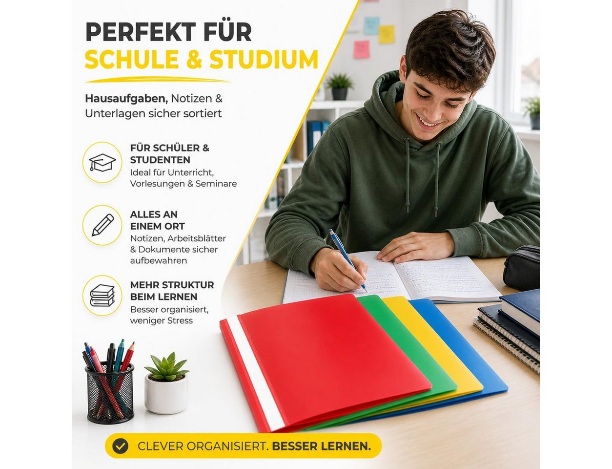 TK Gruppe Schulheft 16x Schnellhefter A4 bunt – Heftmappe transparente Vorderseite Bild 2