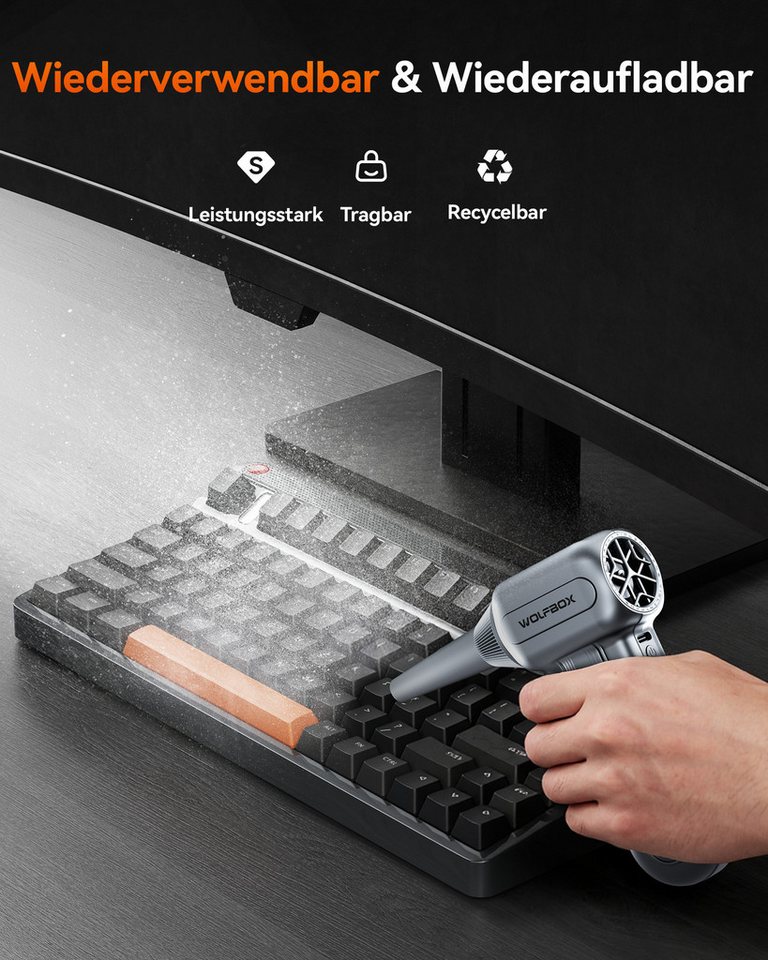 WOLFBOX Akku-Druckreiniger DF60 Akku-Druckluftreiniger 110000 U/min, (1 tlg), 3 Geschwindigkeiten, 5 Düsen, Schnellladung Bild 4