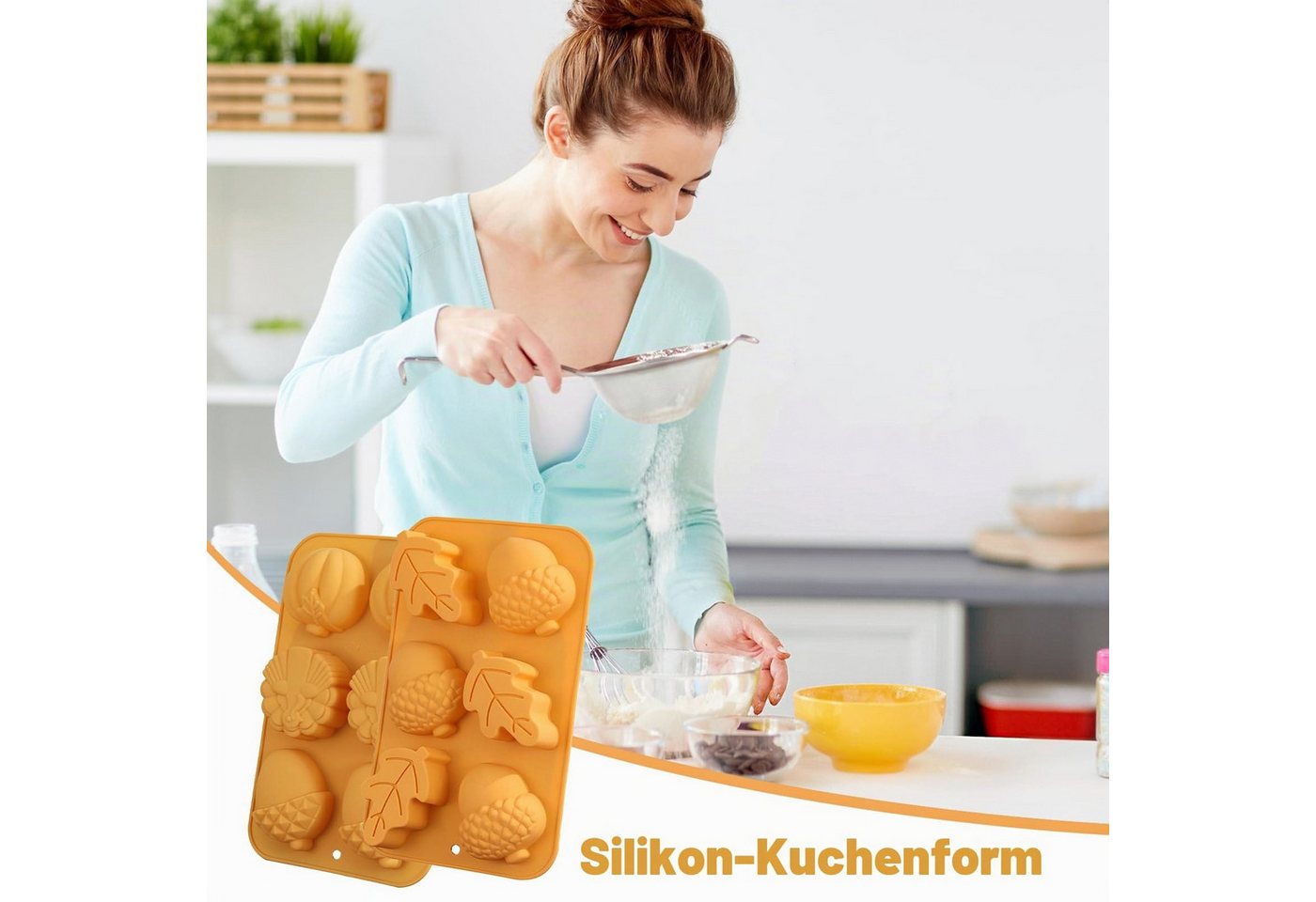 FOUORTUNATE-BEE Silikonform 2 Stück Herbst Silikonformen für Pudding, Muffin, Kuchen, (2-tlg)
