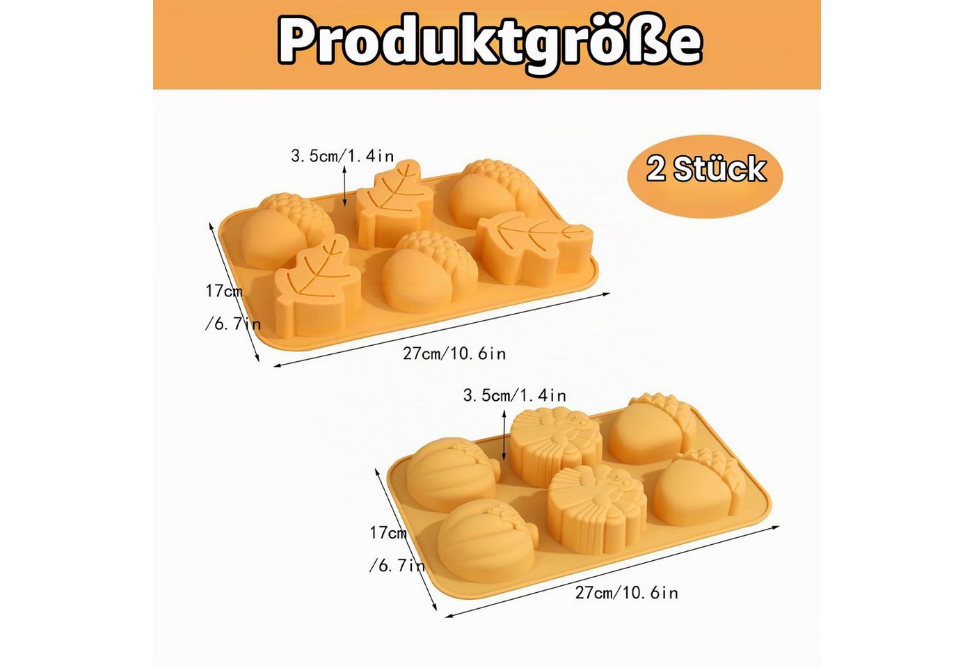 FOUORTUNATE-BEE Silikonform 2 Stück Herbst Silikonformen für Pudding, Muffin, Kuchen, (2-tlg) Bild 4