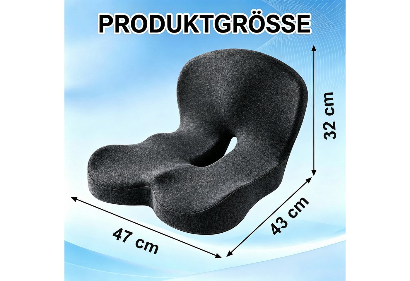 Fyrove Sitzkissen Orthopädisches Sitzkissen mit Rückenlehne Sitzkissen für Bürostuhl, Ergonomisch Lindert Rückenschmerzen Sitzring Steißbein Entlastung Bild 5