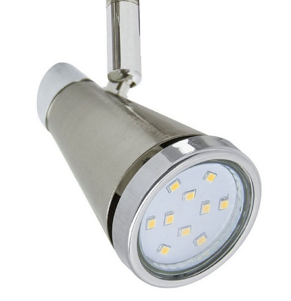 TRANGO LED Deckenstrahler, 4-flammig 1009-42 LED Badleuchte WET IP44 Bad Deckenleuchte in Nickel matt & Chrom, Flurlampe, WC Lampe, Deckenlampe, Deckenstrahler, warmweiß, LED Leuchtmittel Spots schwenkbar