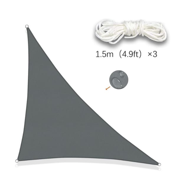 Graues, dreieckiges Sonnensegel, 3 x 3 x 4,3 m, wasserdichtes Sonnensegel, UV-Schutz für Terrasse, Garten, Terrasse, Außenbalkon,