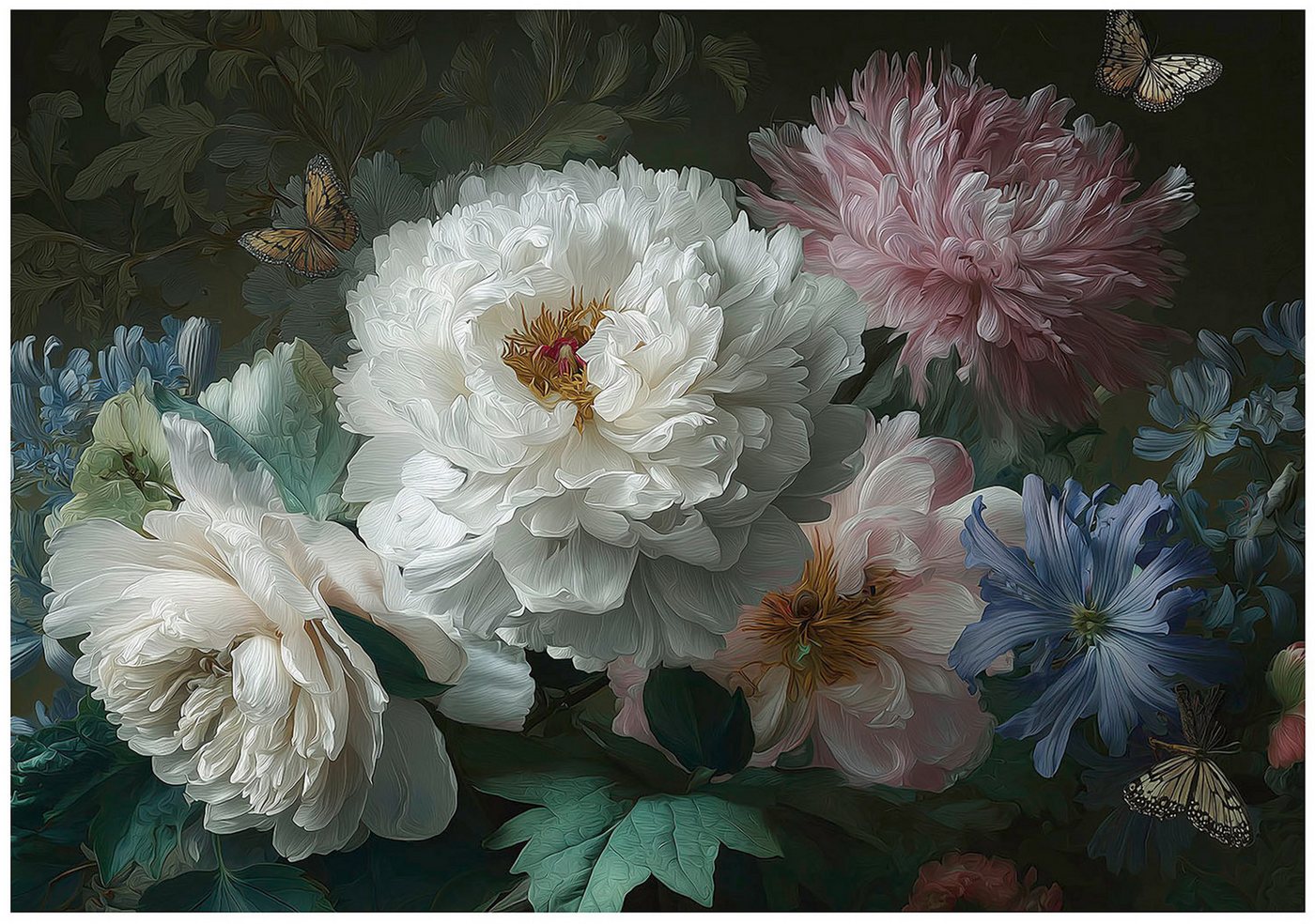 Wallarena Fototapete Blumen Pfingstrosen - Mehrfarbig - Elegant - Vlies - Schlafzimmer, glatt, (3 St), 150x105cm Bild 2