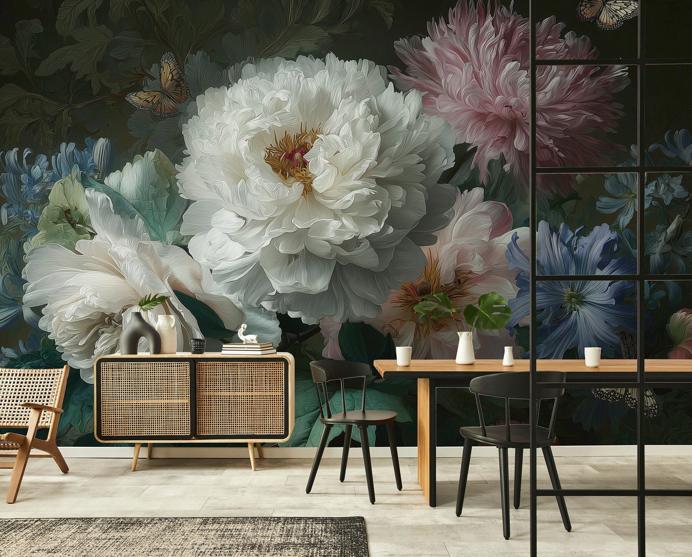 Wallarena Fototapete Blumen Pfingstrosen - Mehrfarbig - Elegant - Vlies - Schlafzimmer, glatt, (3 St), 150x105cm Bild 3