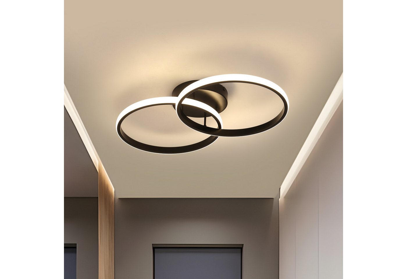 Riserva Deckenleuchte LED Deckenleuchte Schwarz 42W, Deckenlampe modern 4500K, LED wechselbar