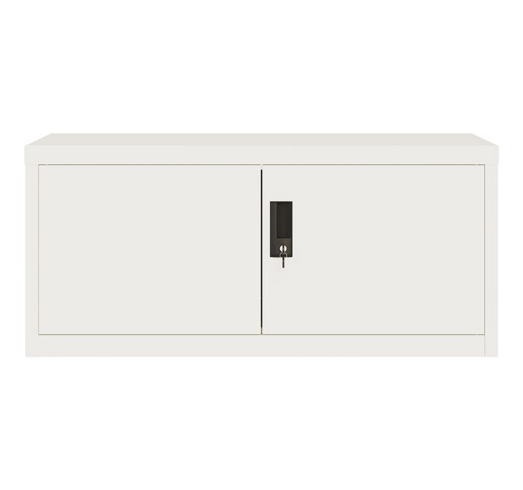 furnicato Aktenschrank aus pulverbeschichtetem Stahl 90 x 40 x 40 cm Weiß (1-St) Rostgeschütztes Büroregal mit abschließbarer Tür und zwei Schlüsseln Bild 3