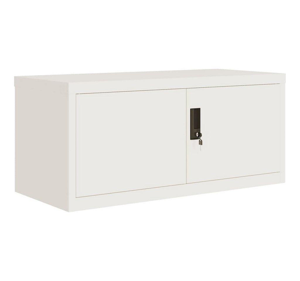 furnicato Aktenschrank aus pulverbeschichtetem Stahl 90 x 40 x 40 cm Weiß (1-St) Rostgeschütztes Büroregal mit abschließbarer Tür und zwei Schlüsseln Bild 4