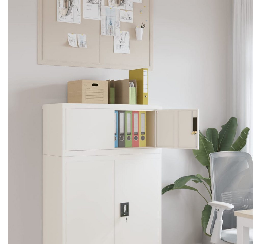 furnicato Aktenschrank aus pulverbeschichtetem Stahl 90 x 40 x 40 cm Weiß (1-St) Rostgeschütztes Büroregal mit abschließbarer Tür und zwei Schlüsseln Bild 5