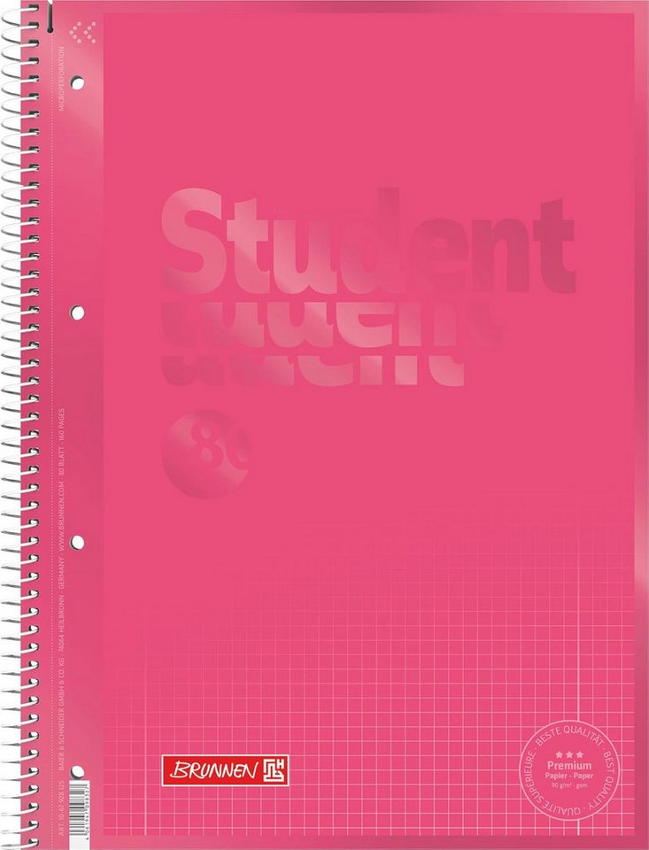 BRUNNEN Collegeblock BRUNNEN Premium Collegeblock A4 - Tulip Magenta mit Matt-Glanz-Effekt