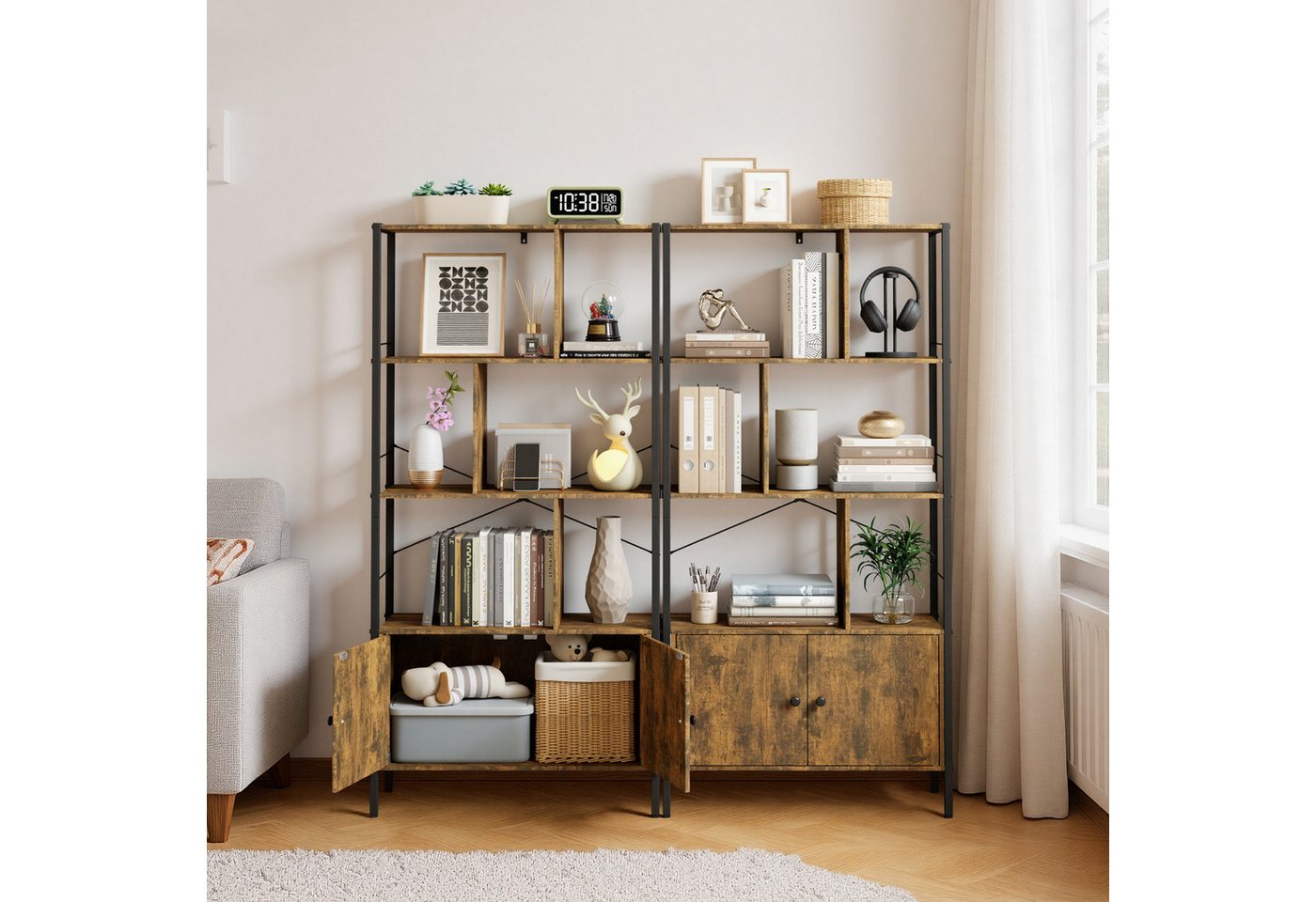 Bealife Bücherregal Bücherschrank mit 4 offenen Regalebenen, 4 x 30 x 153 cm