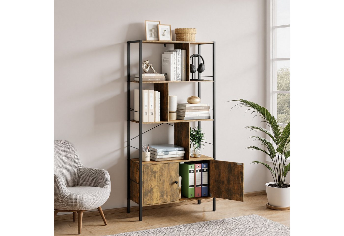 Bealife Bücherregal Bücherschrank mit 4 offenen Regalebenen, 4 x 30 x 153 cm Bild 4