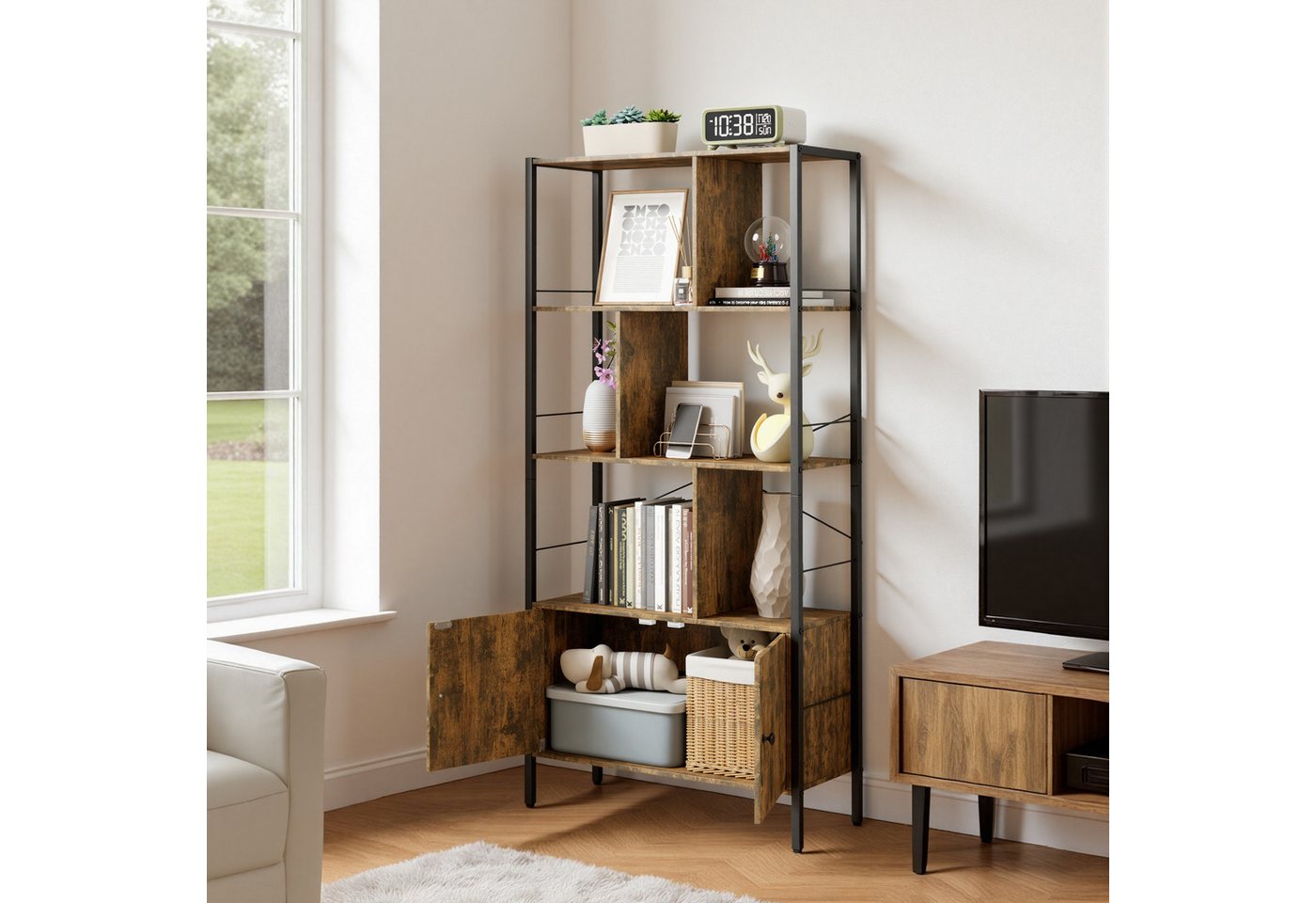Bealife Bücherregal Bücherschrank mit 4 offenen Regalebenen, 4 x 30 x 153 cm Bild 5