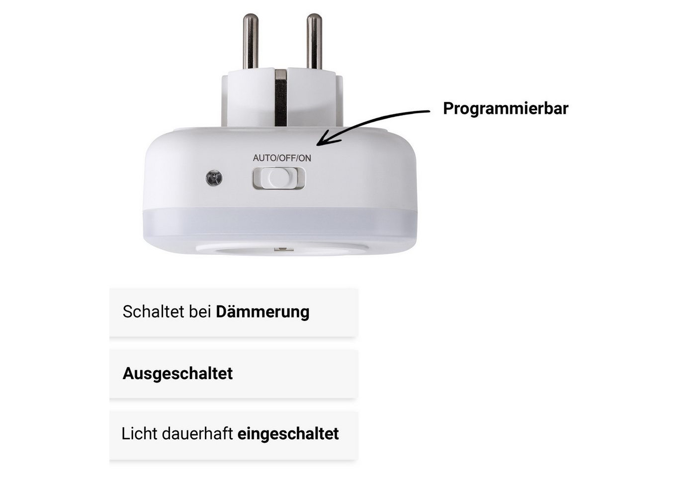 SEBSON LED Nachtlicht Steckdosenlampe 2er Set - Lichtsensor, USB, Ein- und Ausschalter, LED integriert, warmweiß, Zwischenstecker, USB-A und USB-C Anschluss, Dämmerungssensor, 230V Bild 4