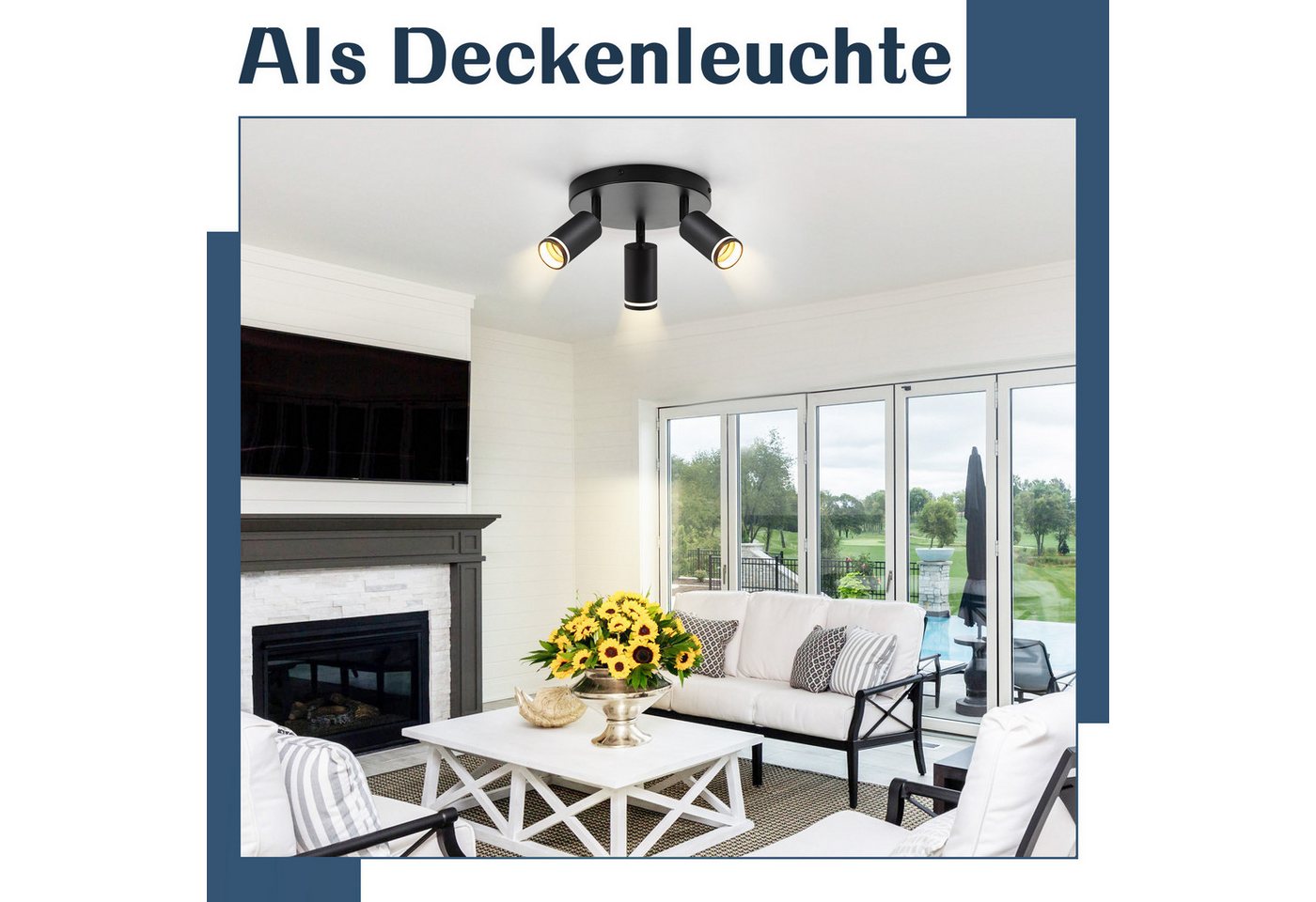 Nettlife Deckenstrahler Schwarz/Weiß Schwenkbar Modern Innen Metall Deckenlampe GU10 5 Flammig, Schwenkbar 355°, ohne Leuchtmittel, für Flur Wohnzimmer Küche Schlafzimmer,Decken- und Wandmontage Bild 4