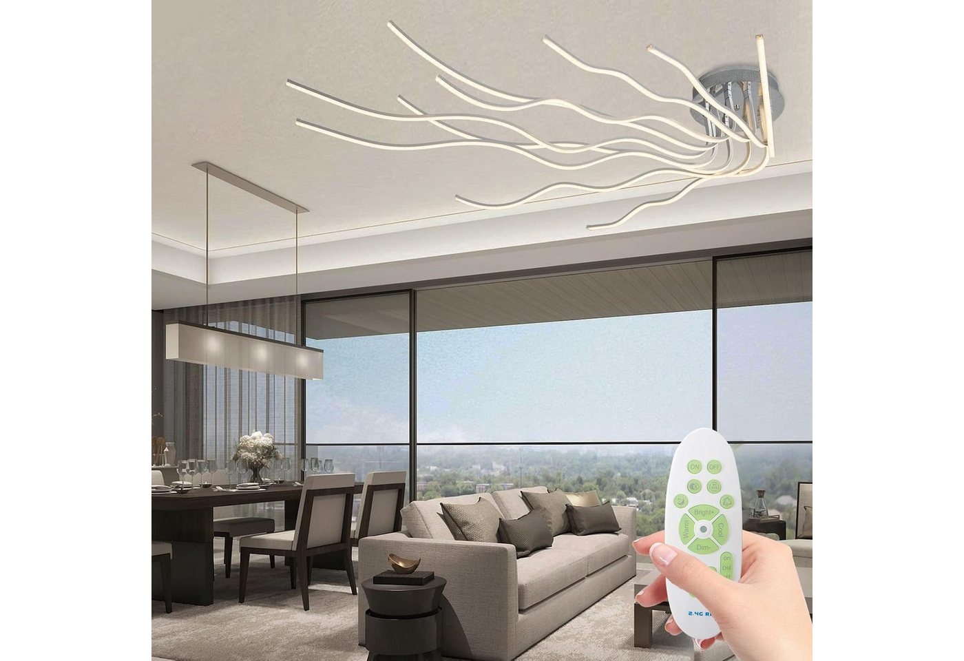 RRBEST Deckenleuchte LED Modern Deckenleuchte LED Wohnzimmerlampe Deckenleuchten Dimmbar, mit Fernbedienung 10-Flammige Schlafzimmerlampe Aluminium Kronleuchter Bild 4