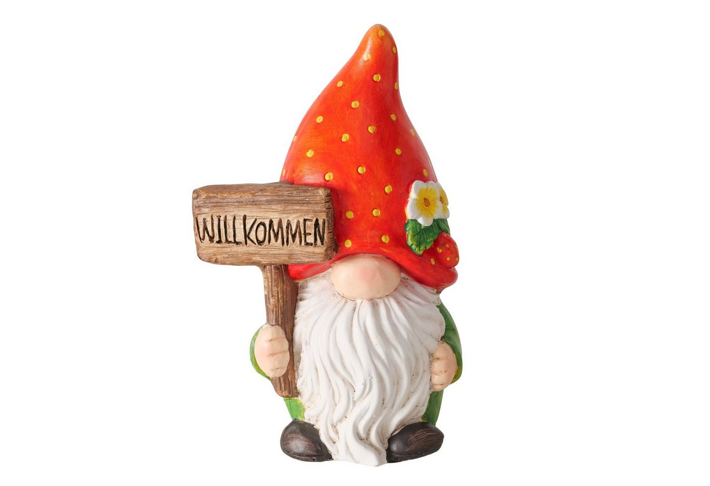 MF Gartenfigur Fragolino Wichtel mit Erdbeerhut aus Keramik für Garten und Dekoration, (1 St)