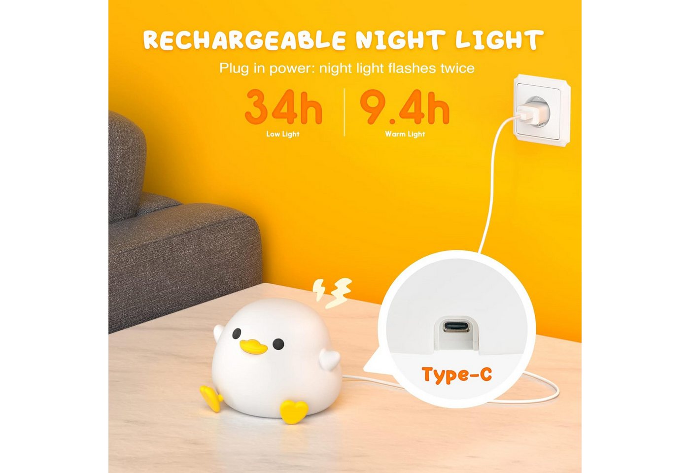 FELIXLEO LED Nachtlicht LED Nachtlicht Kinder DoDo Duck Silikon Stilllicht Baby
