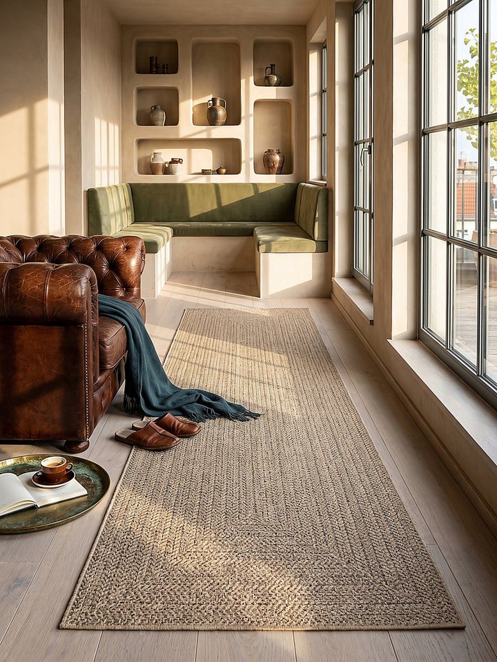 KADIMA DESIGN Teppich CORDEV Teppichläufer Natur 60x90 Bordüre Polypropylen Wohnzimmer, Rechteckig, Höhe: 4 mm, Saugroboter-geeignet, Strapazierfähig, Pflegeleicht, Farbecht Bild 2