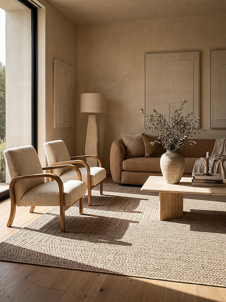 KADIMA DESIGN Teppich CORDEV Teppichläufer Natur 60x90 Bordüre Polypropylen Wohnzimmer, Rechteckig, Höhe: 4 mm, Saugroboter-geeignet, Strapazierfähig, Pflegeleicht, Farbecht Bild 5