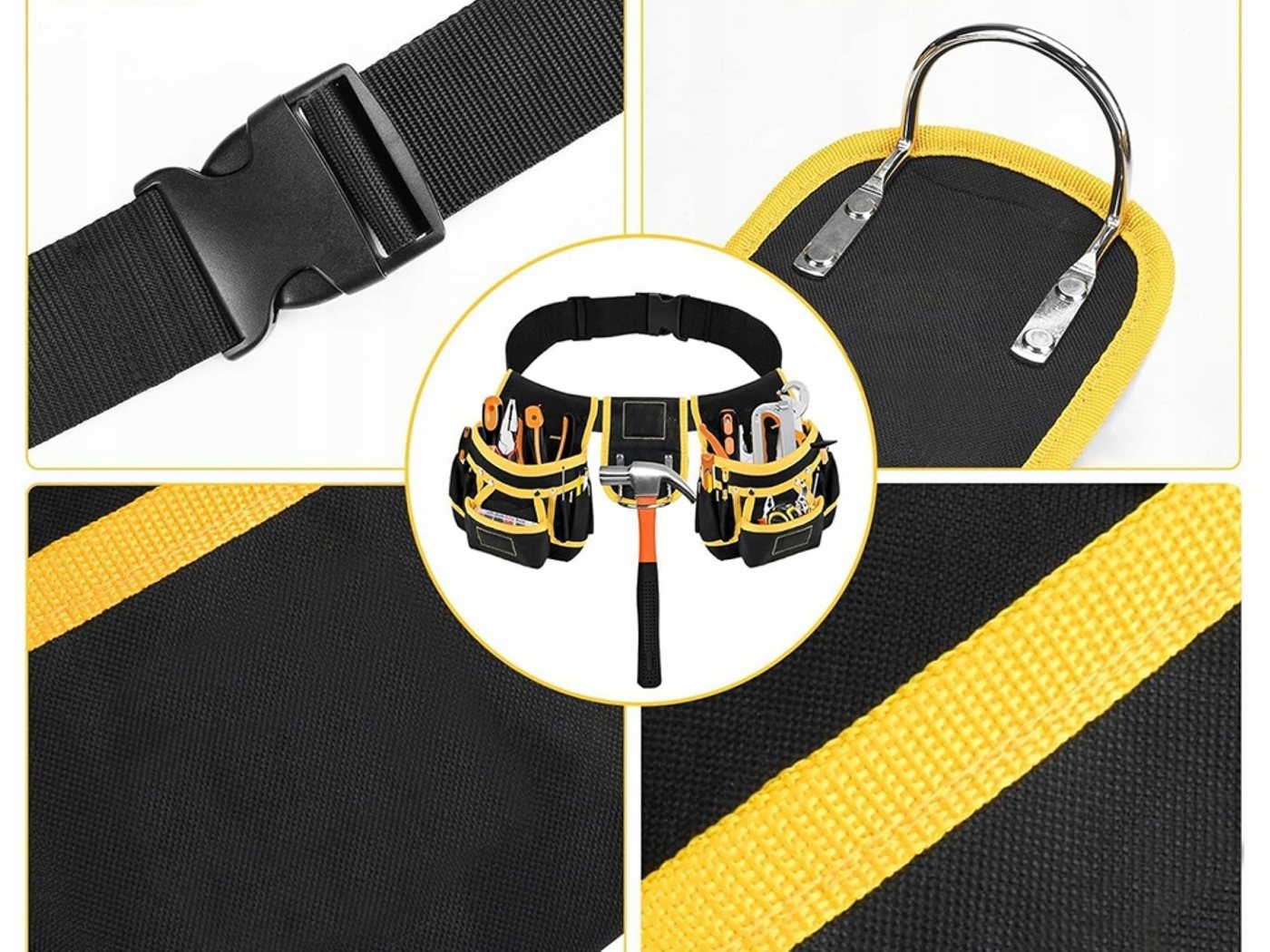 Verkgroup Werkzeughalter Werkzeuggürtel 22 Taschen Hammerhalter Montagegürtel bis 120 cm, Werkzeuggürtel Set mit Werkzeugtaschen und Hammerhalter, 1x Werkzeuggürtel, 2x Werkzeugtaschen, 1x Hammerhalter, 22 Taschen, Hammerhalter, verstellbar bis 120 cm, robustes Material Bild 5