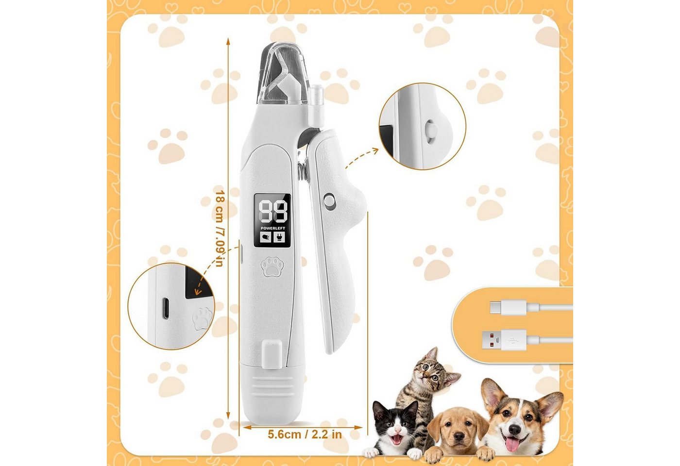 FELIXLEO Krallenschleifer LED Krallenschere mit Schleifer für Hunde und Katzen Bild 5