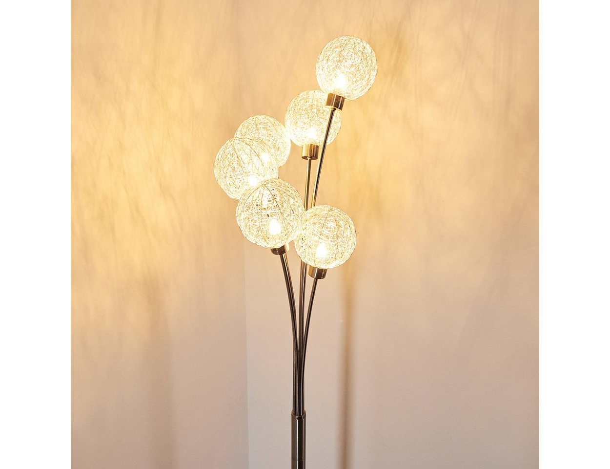 hofstein Stehlampe »Lerici« stufenlos dimmbar, Nickel-matt/Silberfarben, ohne Leuchtmittel, Stehleuchte, mit 6 Drahtkugeln, 6xG9,mit Fußschalter am Kabel Bild 2