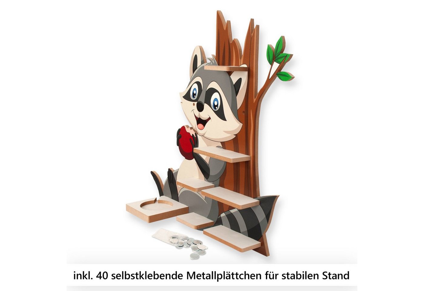 Kreative Feder Kinderregal MUSIKBOX-REGAL Waschbär, für TONIE-BOX und TONIES inkl. 40 Metallplättchen Bild 5
