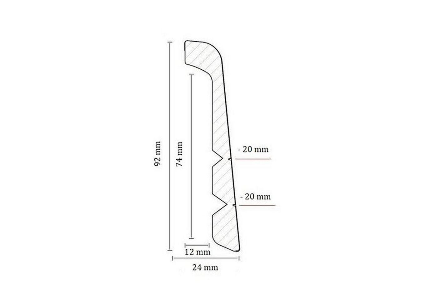 PROVISTON Sockelleiste Renovierungsleiste, MDF, 24 x 92 x 2400 mm, Weiß, Flieseleiste Bild 3