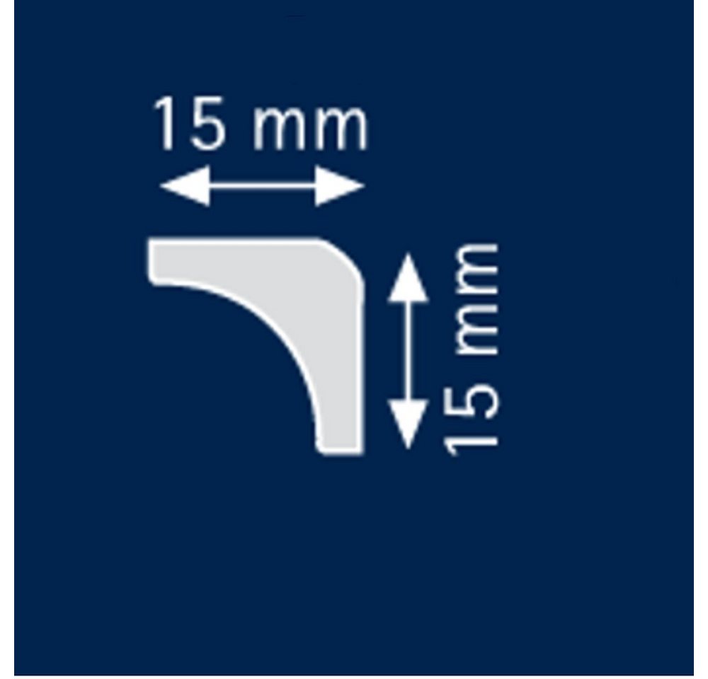 PROVISTON Stuckleiste Polystyrol, 15 x 15 x 2000 mm, Weiß, Deckenleiste, Polystyrol Bild 2