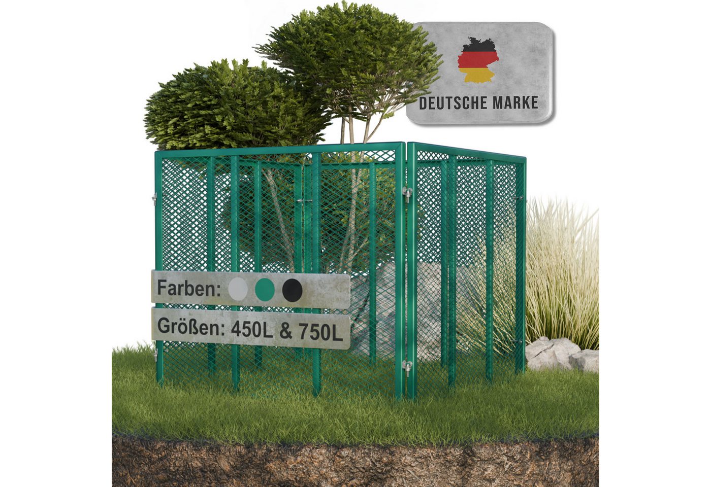 Heimfleiss® Komposter Metall verzinkt Garten Stecksystem, BxTxH: 80x80x70 cm, 450 l, 450 L 80x80x70 cm Bild 3